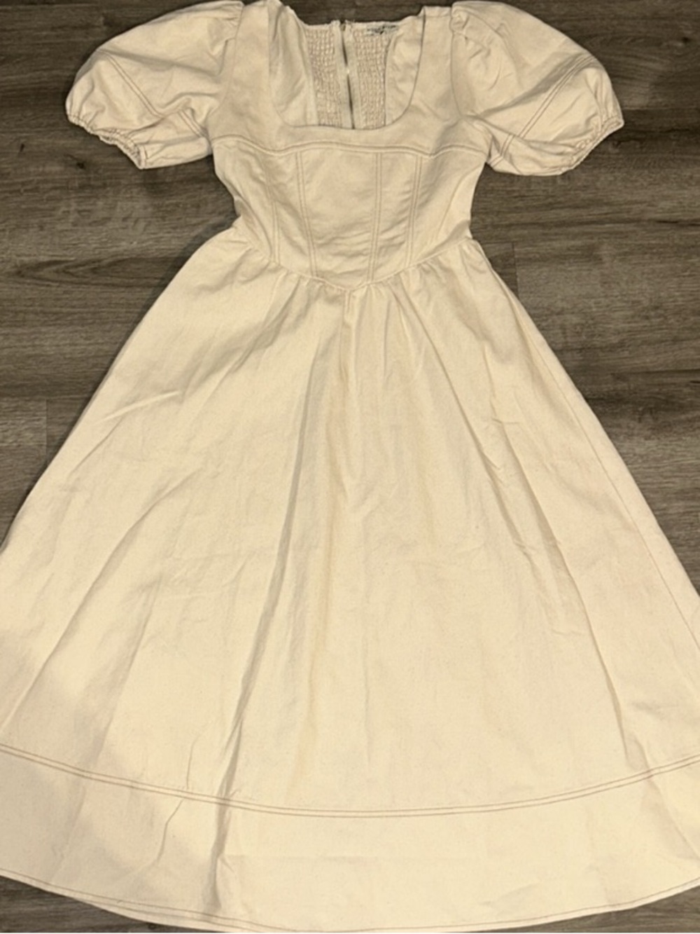 NWOT Moon river denim puff sleeve midi dress